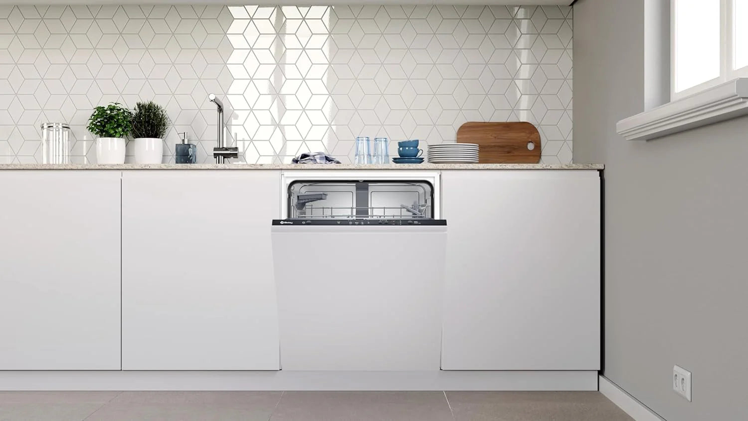 Balay 3VF5012NP Integrated Dishwasher, 60 cm, Extra-Quiet Motor, Automatic Program, Grey