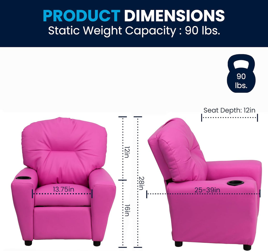 Flash Furniture Współczesny leżak dziecięcy z uchwytem na kubki, drewno, beżowy winyl, 66,04 x 53,34 x 53,34 cm