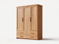 Armarios de tres puertas con cajones madera natural 150x60x200 cm - Roble - Diseño moderno de almacenamiento