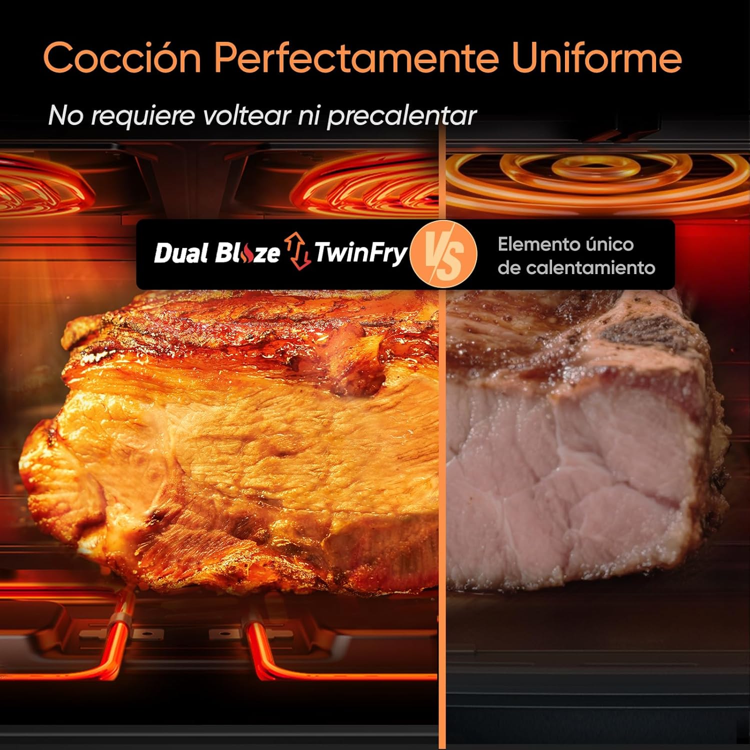Cosori Freidora de Aire Dual Blaze TwinFry 10 Litro-True Metal-Doble Resistencia 2800 W (35–240 °C)-Divisor para Zonas de la Gran Doble Cesta-6 Funciones-Smart WiFi-Máx 10 Personas-Limpiable