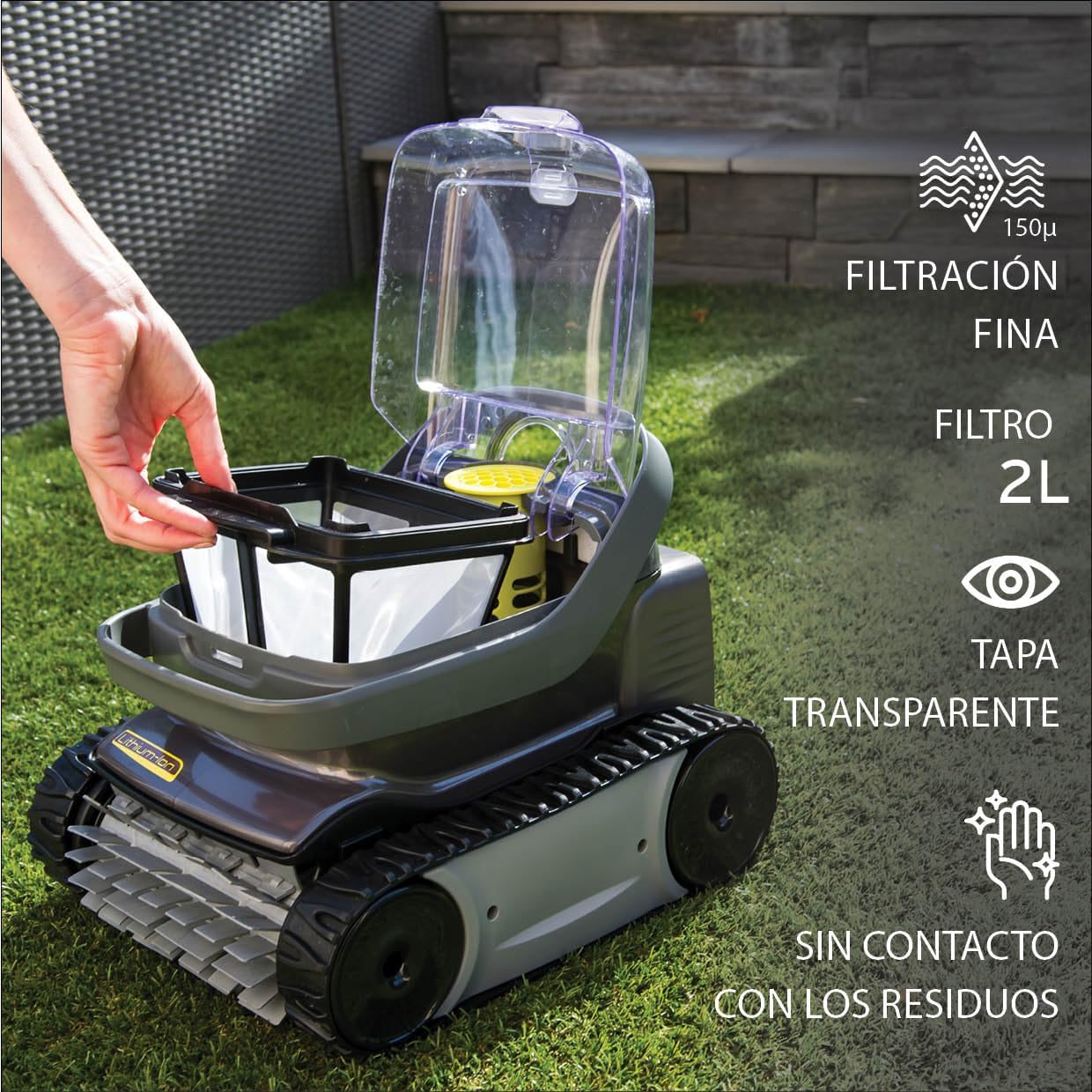 ZODIAC Pixel OP 32 Automatic Pool Cleaner Robot for Cleaning Pools up to 8 x 4 m. Lithium Battery, 2h Cycle, Fine Filtration, Transparent Window to Observe Dirt