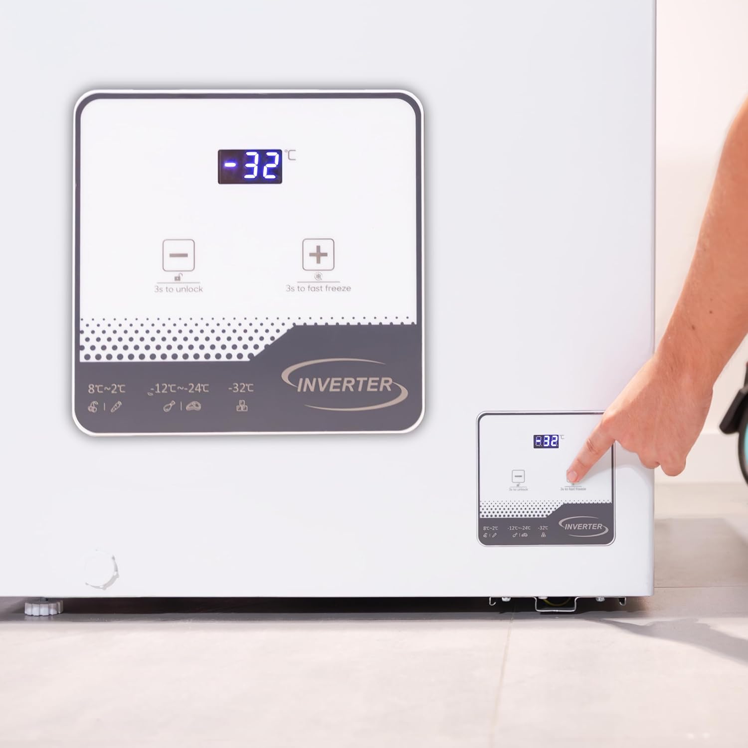 Cecotec Congelador Horizontal Bolero CoolMarket Chest 142 White E, Capacidad 142 L, Modo Inverter Plus, Dual Fuction, Fast Freezing, Cesta Interior, Control Electrónico, Clase E